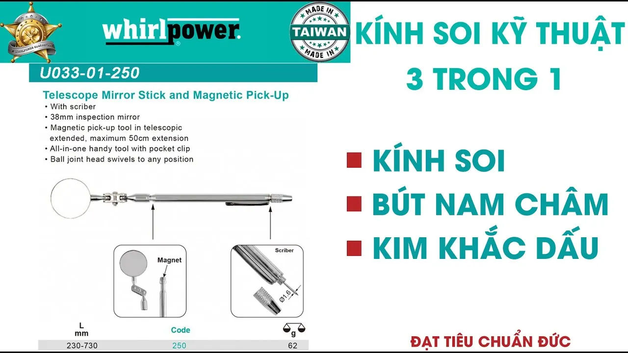 Gương soi kỹ thuật Whirlpower U033-01-250