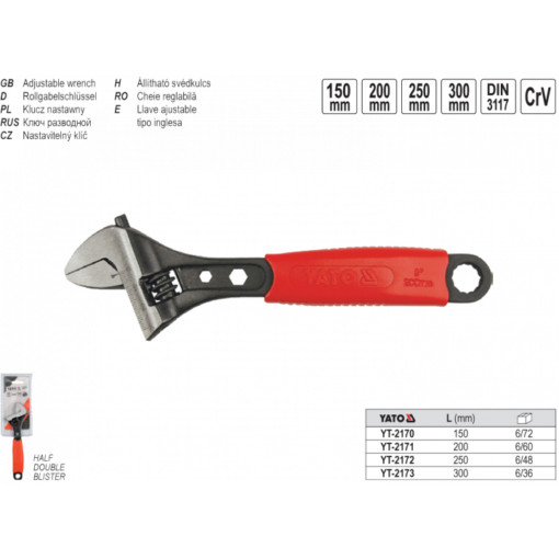 Mỏ lết cáng nhựa hệ mét Yato YT-2170