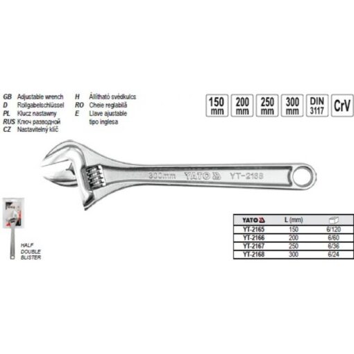 Mỏ lết hệ mét Yato YT-2165