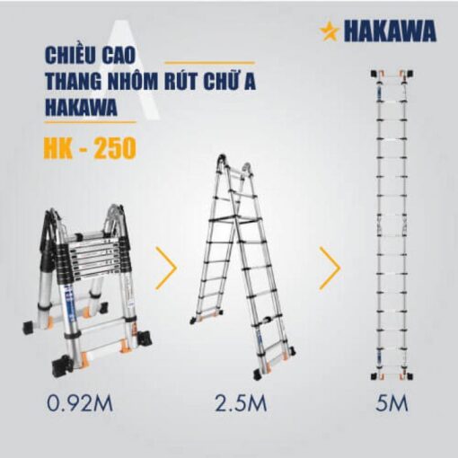 Thang nhôm rút đôi chữ A Hakawa HK-250